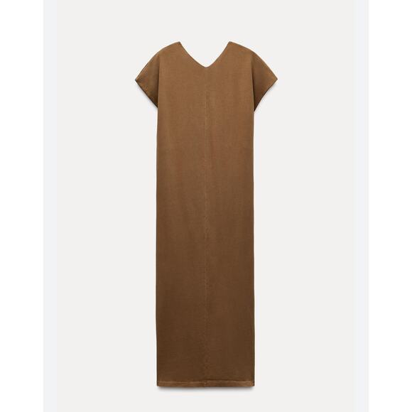 Nwt- Zara WASHED MIDI DRESS-L - Picture 3 of 7